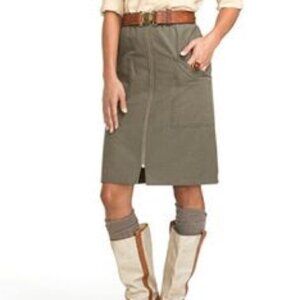NWT Women's L.L. BEAN Guide‎ Skirt Midi Front Zip Green | Size 4R